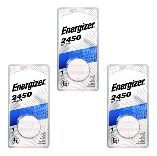 Pila Boton Cr2450 Energizer Litio Bateria Alarma X3 Unidades