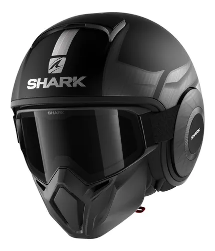 Casco Con Mascara Moto Shark Metro Street-drak Tribute Negro