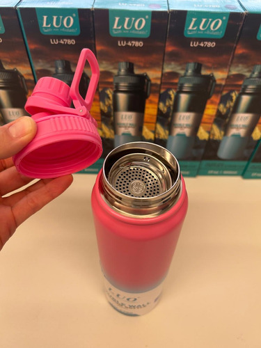 Botella Térmica Acero Inoxidable Frío/calor Grabado Laser Rosa Chicle