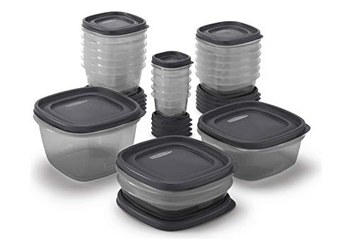 Recipientes Para Alimentos De Plastico Con Tapa 21 Pz Negro