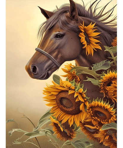 Kit De Pintura De Diamante Con Forma De Girasol Y Caballo Pa