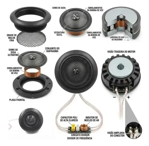 Tweeter Audiophonic Sensation Seda Preto Com Crossover 25W RMS 4Ω