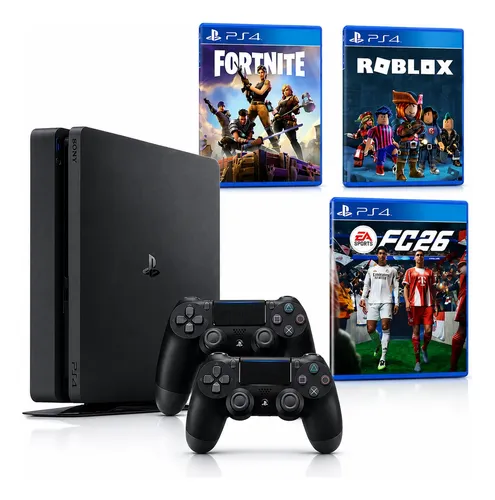 Ps4 Playstation 4 Play 4 1tb 2 Controles + 3 Jogos Digitais