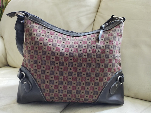 Cartera Textil Con Asas De Cuero 