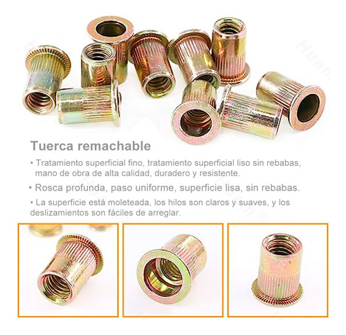 100pcs Tuercas Remachadas Hilo M6 Verticales De Acero Inox