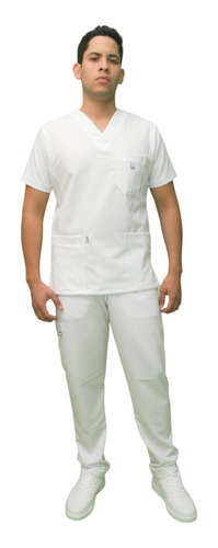 Uniforme Clínico Blanco Stretch Hombre Mod. Clásico 1 Meds