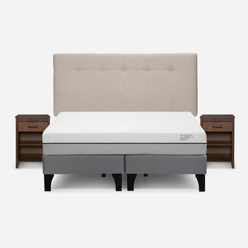 Cama Pratta 2 Plazas Bd +respaldo New Bennet+velador Maurice