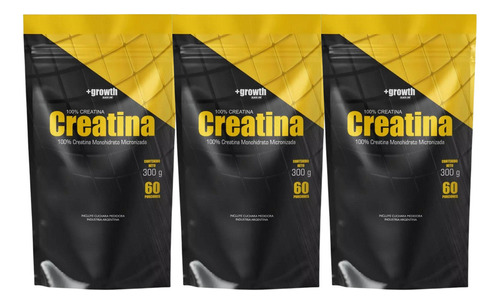 Suplemento En Polvo +growth Creatina Monohidratada 300g Pack X3