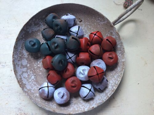 12 Primitive Rusty Tin Christmas Jingle Bells Bell 35mm Bbc