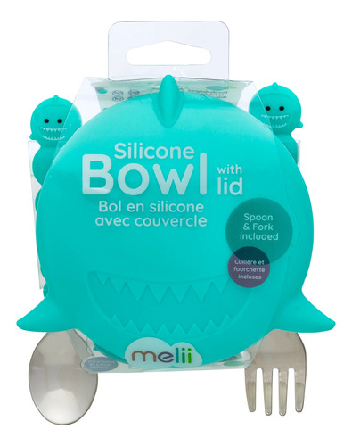 Bowl De Silicona Con Tapa + Cubiertos Melii