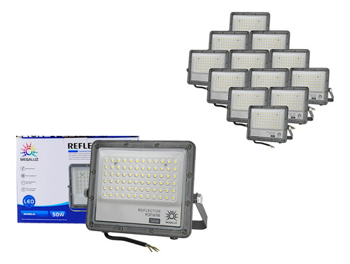 Reflector Luminaria Led 50w/500w Ip65 Exteriores 10 Piezas