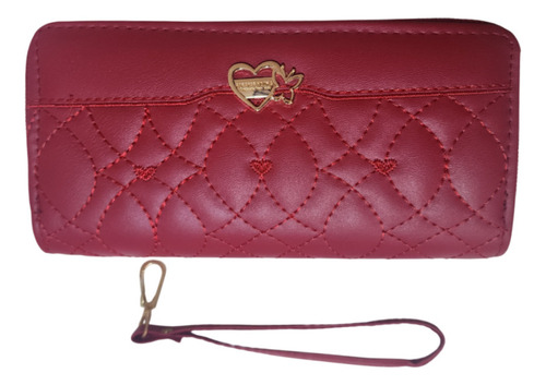 Billetera Cartera De Cuero Sintético Con Doble Cierre Dorado