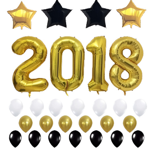 2018 Papel Globos Feliz Nuevo Año Partido Hogar Decoración D