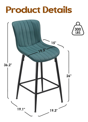 Juego De 2 Taburetes De Mostrador Taburetes De Bar De Piel
