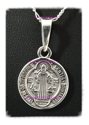 Medalla De San Benito Mediana En Plata 925