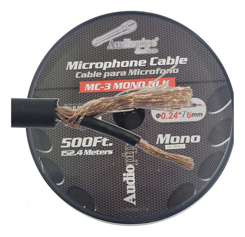 30m Cable Microfono 6mm Diametro Monoaural Audiopipe Mc3