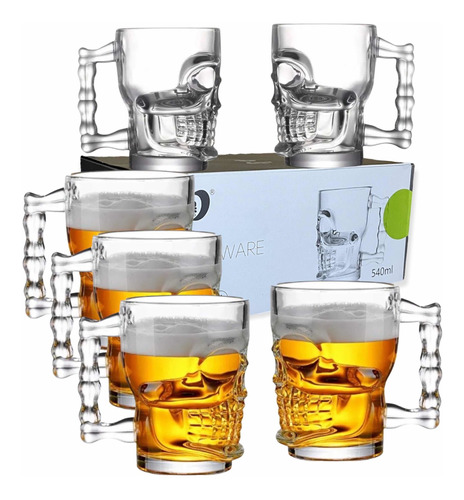 Set X6 Vaso Cervecero Estilo Calavera Shopero 480ml