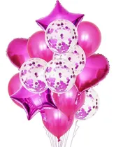 Comprar Set 14 Globos Decoración Estrella Corazón Confeti Metalizado