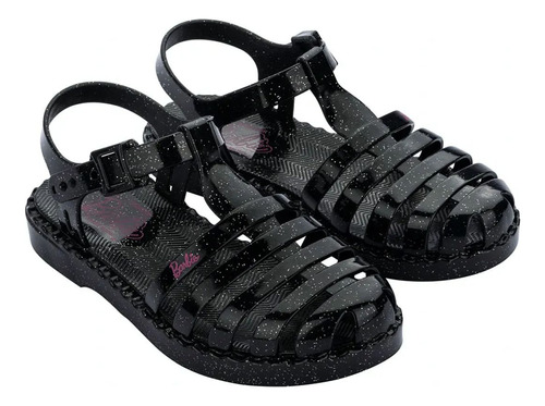 Sandália Infantil Estilo Aranha Barbie Conforto 22459 Preto