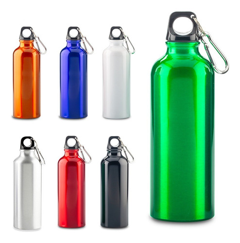 Botilito Metalico Sport Bottle 500ml Aluminio Con Carabinero