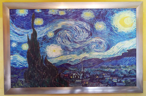 80x60cm Lienzo Wieco Art P1XK12090 reproducción de La noche estrellada de Van Gogh listo para colgar 122 x 91,5 cm 32x24inch 