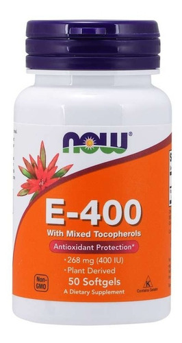 Now Foods Vitamina E-400iu Tocoferoles Mixtos 50softgels Sabor Sin Sabor