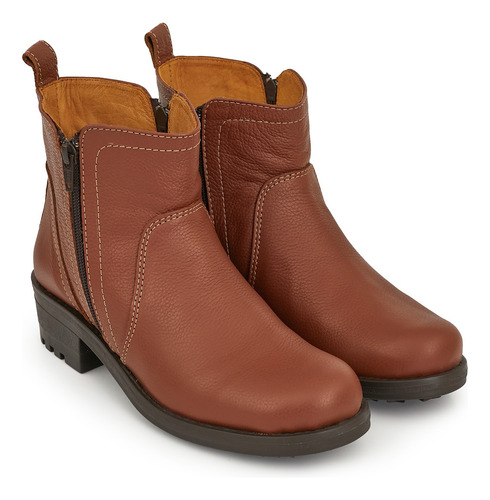 Bota Botineta Cuero Mujer Briganti Goma Confort Mcbo24657 Fl