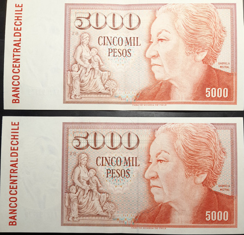 Billete De $5000 Pesos Chilenos Antiguo