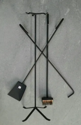 Set Estufa Leña: Pala, Cepillo, Atizador Y Soporte Hierro