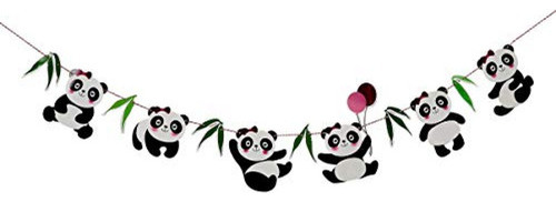 Banderines De Fiesta Bestoyard Panda Cumpleaños Banner Pand