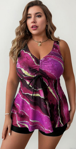 Traje Baño Gordita Plus Curvy Extra Señora Short Blusa Playa