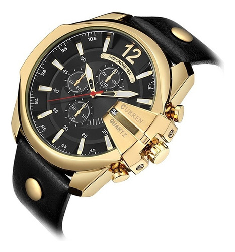 Reloj Cuarzo Curren Hombre Correa De Piel Dial Grande