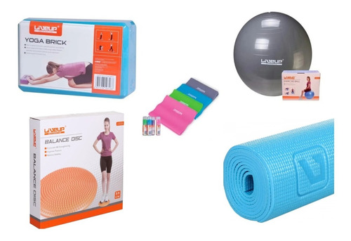 Kit Yoga Pilates Pelota Tapete Bloque 4 Bandas Y Balancin