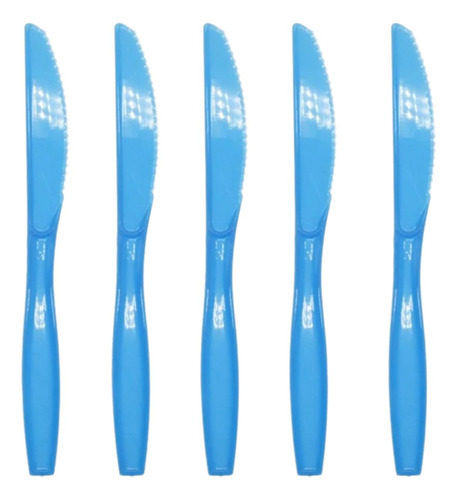 16 Cuchillos De Plastico Mediano Azul Para Fiesta