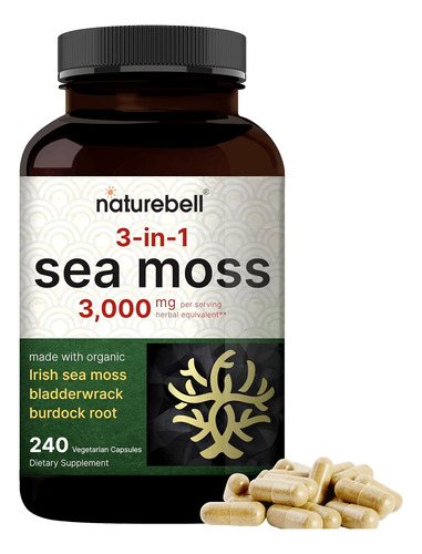 Sea Moss Musgo Marino Irlandes 3000 Mg 240 Capsulas 