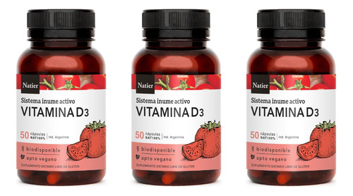 Cápsulas Vitamina D3 Sistema Inmune  X 50 - Natier X3 Un