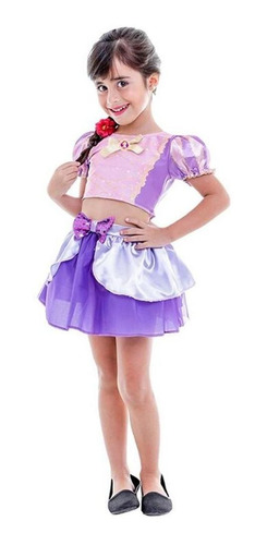Vestido Rapunzel Enrolados Infantil Original Disney Cropped