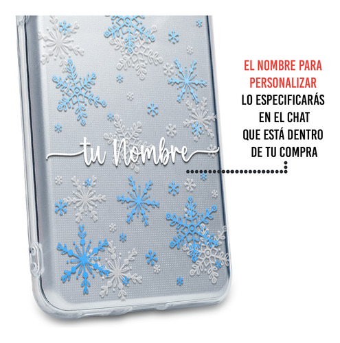 Funda Para Infinix Navidad Copos De Nieve Con Tu Nombre