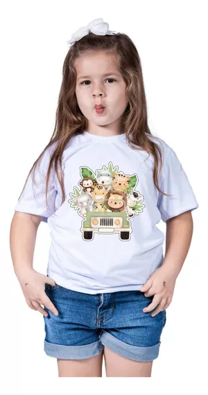 Camiseta Infantil Menina Menino Animal Safari Zoológico Zoo