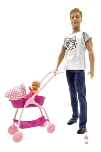Imagen 5 de 5 de Muñeco Thiago Papa Con Bebe Accesorios Poppi Men Doll No Ken