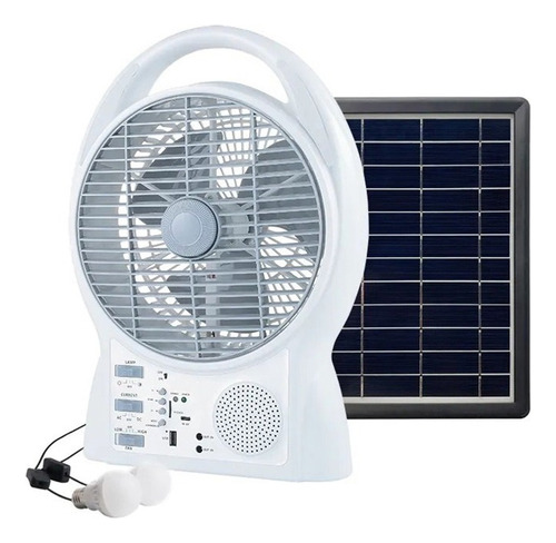 Ventilador Solar Multifuncional Altavoz Bluetooth Radio Usb