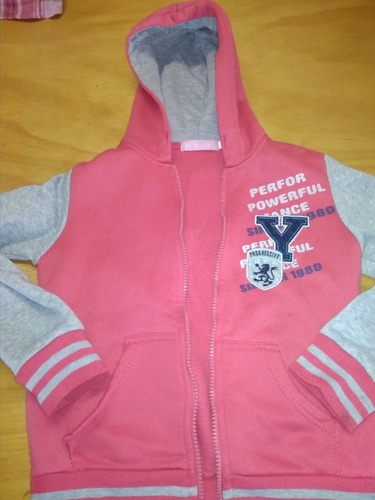 Campera De Niño/a Talle 8 Jogging Fucsia Y Gris Perfecto Est