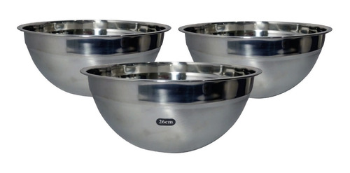 Set X6 Bowls Acero 26cm Cocina Batidor Reforzado Reposteria