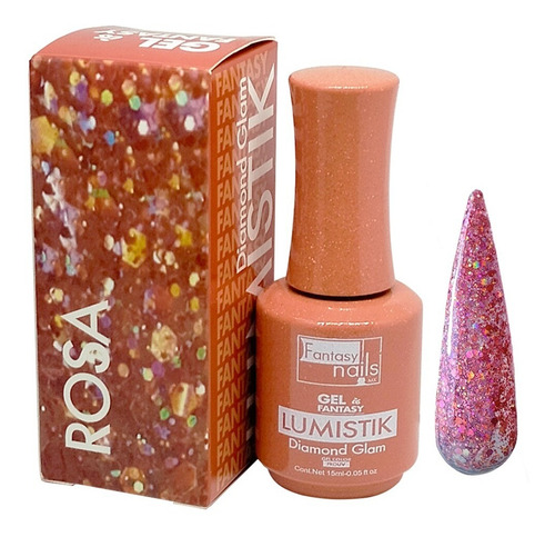 Gel Lumistik Diamond Glam 15ml , Color A , Fantasy Color Lumistik Rosa