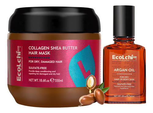 Set Mascarilla Colágeno Y Serum Cabello Shea Butter & Argan