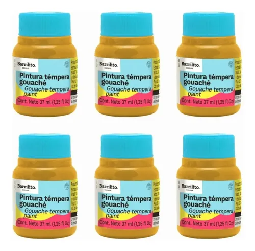 Barrilito Pintura Témpera 37ml Amarillo Med- 6 Frascos 962 Color Color