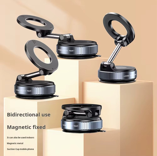 Soporte Celular Auto Magnético 360° Con Ventosa Premium Negro