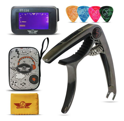 Speedee Music Capo Bundle Regalo 4 Pua Guitarra Srtida 3-1