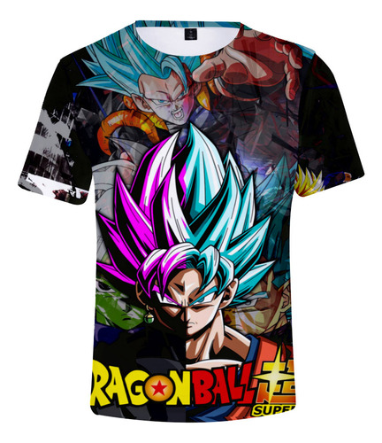 Camiseta De Manga Corta De Dragon Ball Con Estampado 3d Para