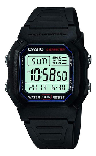 Relógio Esportivo Clássico Casio Men/s W800h-1av Com Faixa P